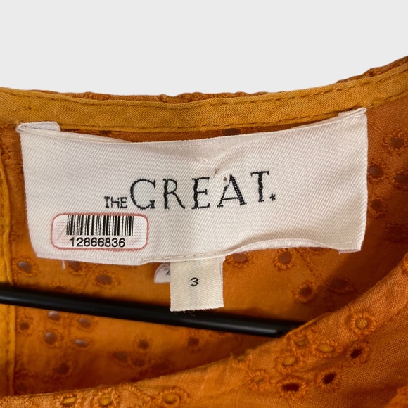 The Great. Orange Ruffle Eyelet Top Size Medium/Large - Picture 5 of 8